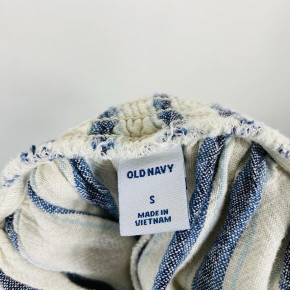 Old Navy Size Small Striped Linen Blend Cami Jumpsuit White Blue - Picture 4 of 5